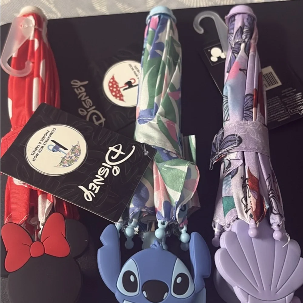 Disney Kids Umbrellas — Red, Blue, Green, Purple Character Handles